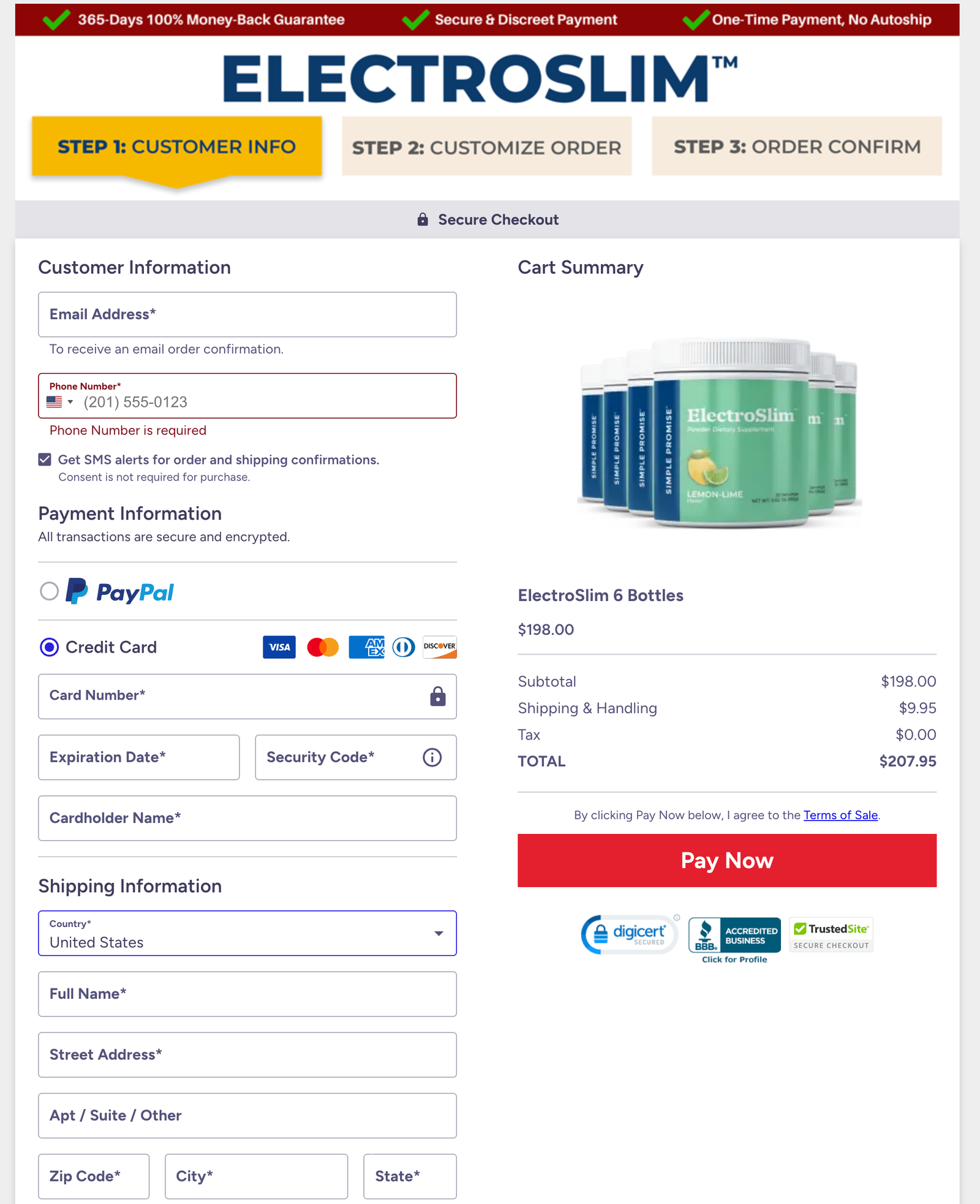 ElectroSlim Official Website Secure Order Page